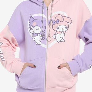 Hot Topic My Melody & Kuromi Pastel Split Girls Hoodie